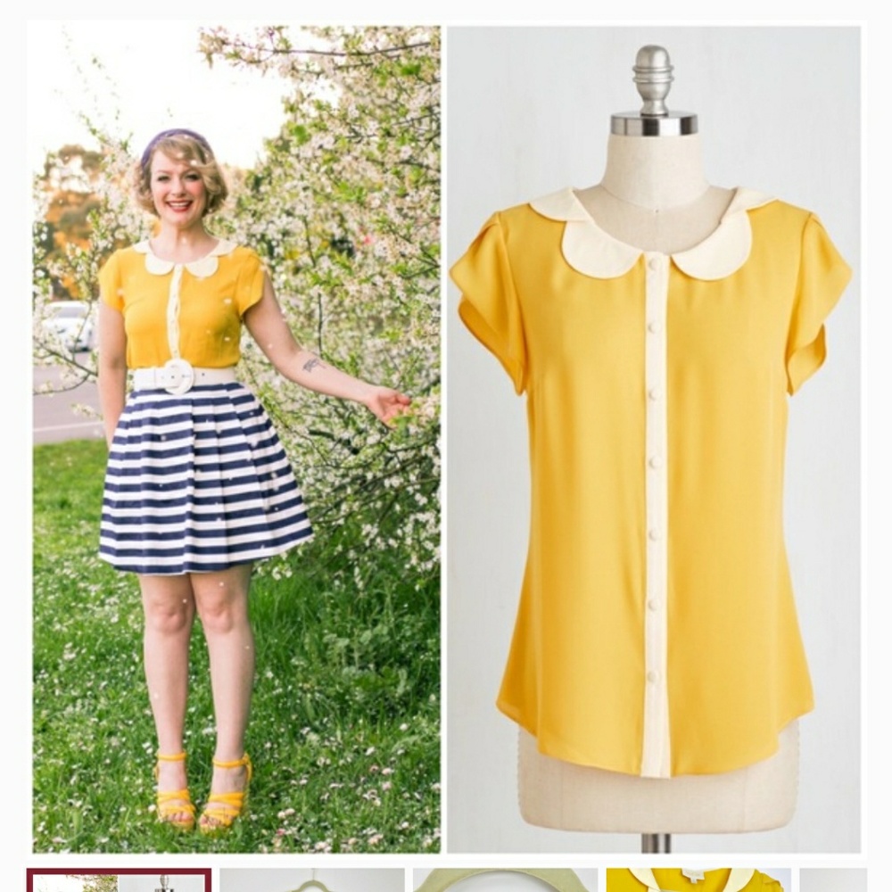 Modcloth teachers petal top Yellow mustard